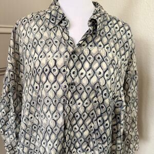 Vintage Bruno Italy 100% Silk Button Down Shirt Abstract Print Men’s XL
